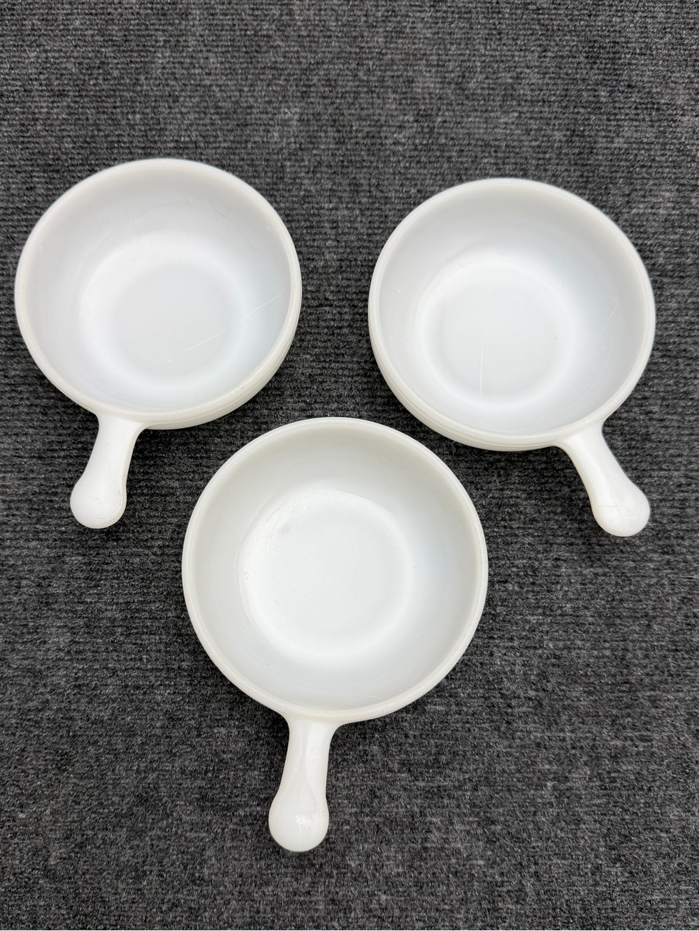 Vintage Glasbake White Milk Glass Handled Casserole Dishes Set of 3 USA